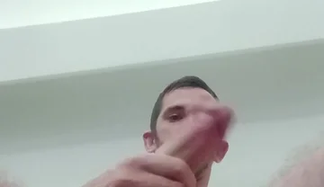 Young Guy Cums All Over with His Big Cock