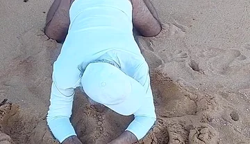 Ladysilva on the Beach in Panties Showing off Her Sexy Ass