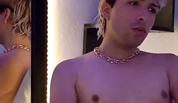 Blond Twink Stroking His Huge Uncut Cock on Webcam