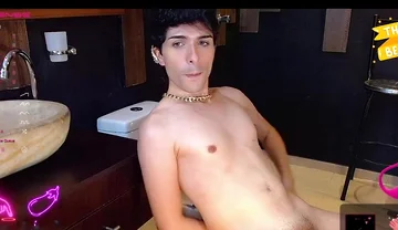 Sexy Latino Twink Gay in Public Bathroom