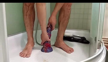 I Jump on a Big Dildo and Squirt From My Dick