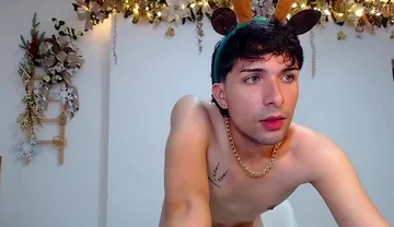 Bucaramanga Colombia Christmas Reindeer Takes Out His Huge Cock and Masturbates Until He Gets All the Cum Cum