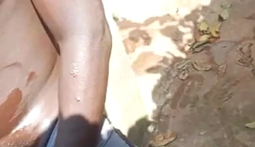 Massive and Hard 5 Minutes BBC Cumshot Behind Neighbors Outdoor Bathroom