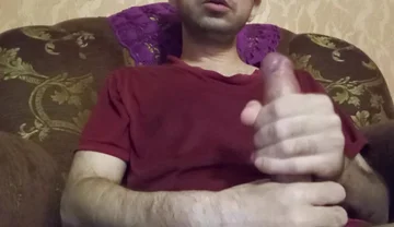 Horny Straight Man Jerking Big Cock. Solo Male Masturbation