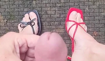 Cumming in Heels Outside Again!