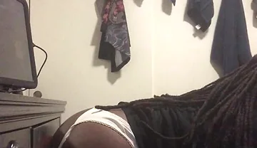 Black Male Booty Slides Thong to the Side Solo Anal Dildo Session