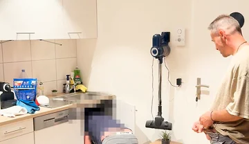 Flashing the Curious Repair Guy and Sucking Him Until He Cums in My Mouth