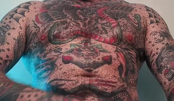 Tattooed Dom Worship Cumshot POV