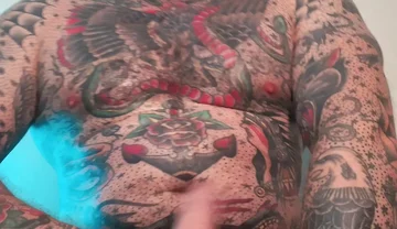 Tattooed Dom Worship Cumshot POV