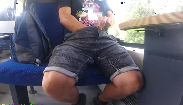 A Unicorn Fan Got Horny on the Moving Train and Started Taking the Risk of Jerking off His Cock with Bulging Balls.