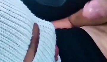 Self-sucking and Fucking a Tight Ass in a Taxi Driver's Car in Public