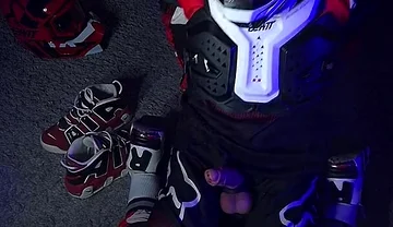 Horny Biker Plays with His Dick