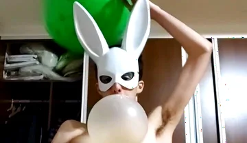 Bunny Looner Blowing up Big Balloons While Jerking off on Stream