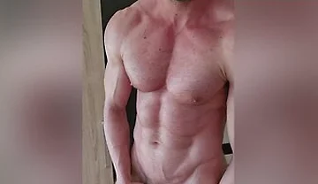 67 250lb Stud Getting Oiled, Flexing And Cumming Hard