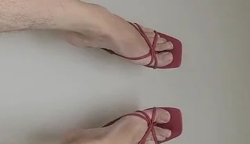Jerking Big Cock off in Red Heels