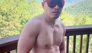 Mountain Top Tease: Muscular Asian Hunk's Solo Show