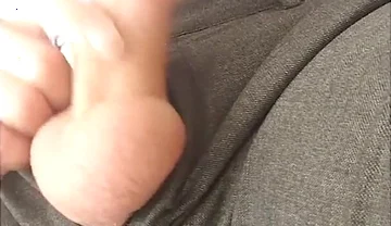Playing with my cock in suit pants, then stripping and drenching my t-shirt in cum