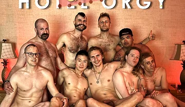 Big Gay Slutty Hotel Room Bareback Orgy