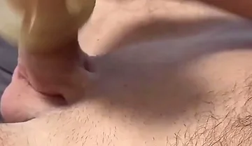 Flashlight Can Make You a Strong Orgasm, Look What It Looks Like in Deep Connection with Glans Massage, Until Huge Cum on Body