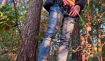 Guy Long Pissing In The Forest Under A Tree