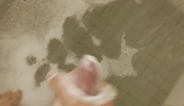 White Young Skinny Boy Under the Shower Piss and Cum