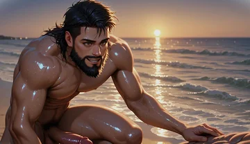 Muscle Guys on Beach Ai Porn