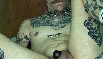 Tattoo Guy Ass Play with Toys