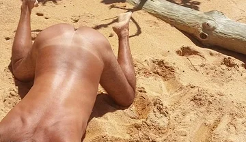 Ladysilva on the Beach Naked on All Fours Showing off Her Big Sexy Tanned Ass