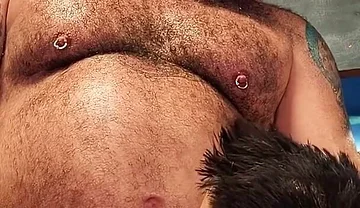 Dungeon Session: Sweaty Cage Play, Pierced Kinkster Gagged, Spit-fed, Edged