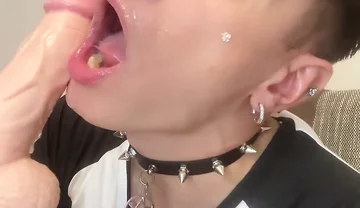 Femboy Sucking Dildo Got Whole Face Wet