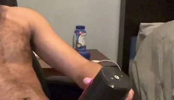 First Time Using Vibrating Masturbator Stroker