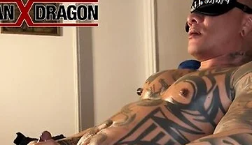 Inked Asian Dilf Damian Dragon Relaxes As His Sub Strokes His Dick