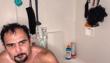 Bodybuilder Strokes Thick Cock After Workout in the Shower