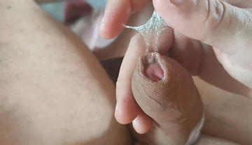 Lots of Gelatinous Pre-cum From the Straight Glans..
