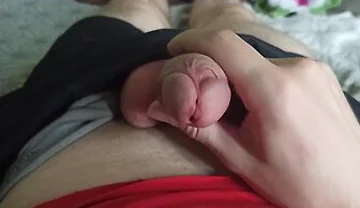 Amateur Guy In Russian Guy Caresses Himself Through Shorts And Pulls Out A Dick