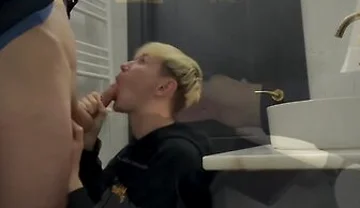 Two Guys Fuck And Kiss In A Public Toilet In A Cafe