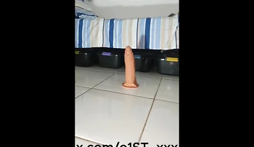 Again in Red Underwear Riding on My Big Dildos