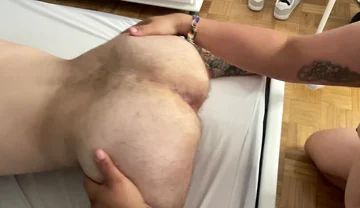 Threesome of Fat Men Fucking Bareback Until They Are Covered in Cum (part 1)