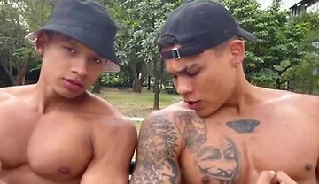 Two Hot Latino Guys Show Their Muscles