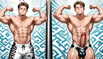 Ai Sexy Oiled Muscle Men