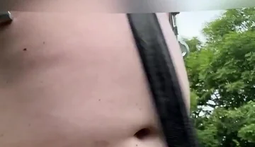 Walking Naked in Park.. with Nipple Clamps and Ballstretcher
