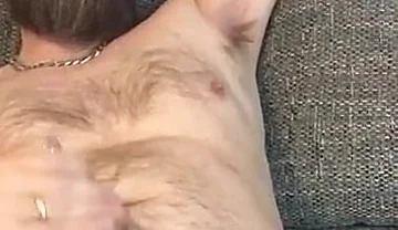 Shooting a Massive Load on My Hairy Body While Jerking off My Huge Hairy Pierced Cock