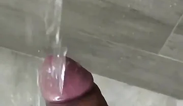 POV Big Uncut Daddy Cock Cums and Squirts Post Cum to the Water Stream