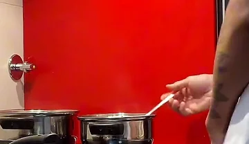 Jacking off and Cumming in the Kitchen