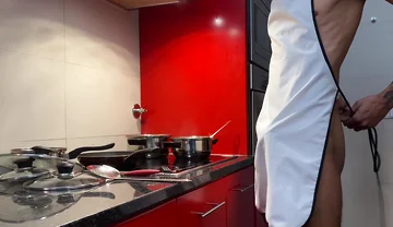 Jacking off and Cumming in the Kitchen