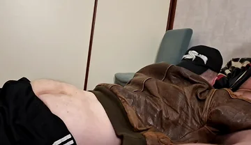 Chav Boy in Leather Bomber Jacket and Scally Gear Get Fucked Leather Bear