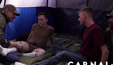 Danny Wilcoxx, Jack Wolf And Jack Dixon In Share Bottom Stepsons While Camping