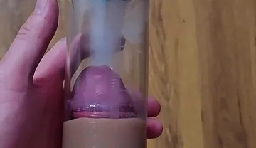 Just a Moment After an Intense Orgasm! a Penis Vacuum Pump Full of Sperm!