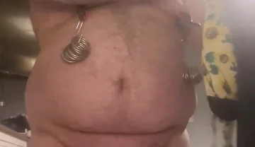 Cock and Ball Bondage Acting as Chastity with Nipple Clamps Butt Plug and Crossdressing