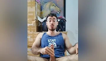 Hairy Hunk Drops A Huge Cum Load Over His Body